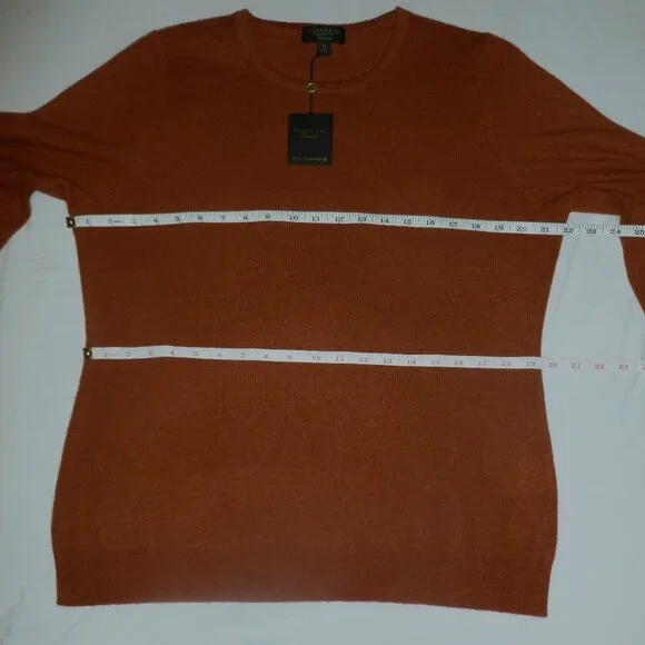Charter Club Cashmere Long Sleeve Crewneck Sweater XL Bronze Pecan Rust NWT - Picture 3 of 14